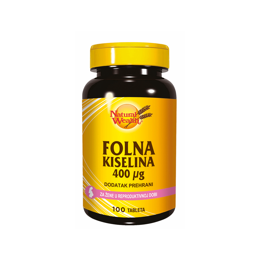 NATURAL WEALTH FOLNA KISELINA 400MCG TBL A100 - Slika 2