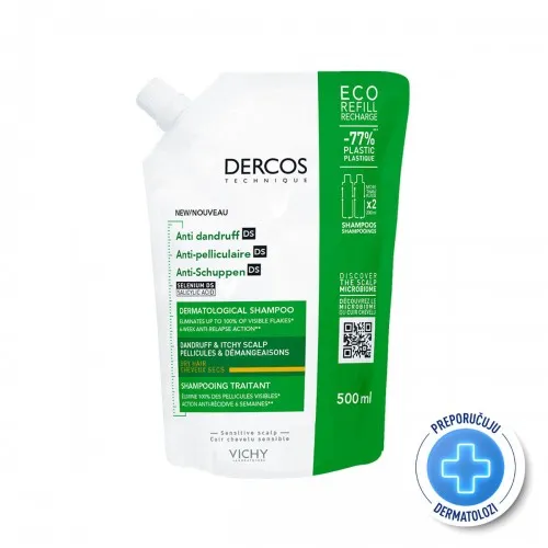 VICHY Dercos šampon protiv peruti za suhu kosu 500ml REFILL - Slika 2