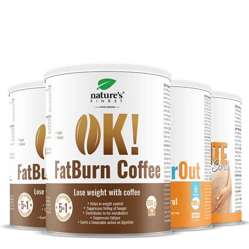 2x OK!FatBurn Coffee + OK!WaterOut + Anti Cellulite piling od kave paket - Slika 2