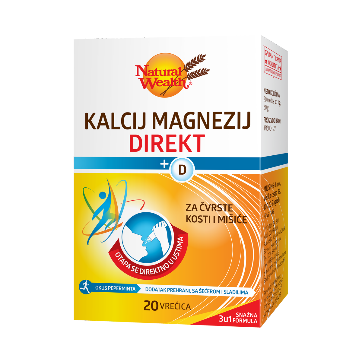 Kalcij Magnezij Direkt + D 20 vrećica Natural Wealth - Slika 2