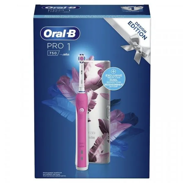 Oral-B Električna četkica za zube PRO1 750 Pink + Travel Case